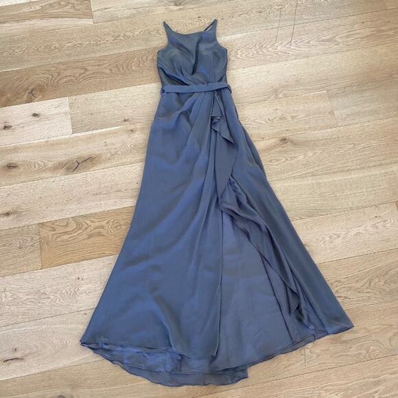 Davids Bridal - White By Vera Wang Charmeuse & Chiffon Bridesmaid Dress in Gray